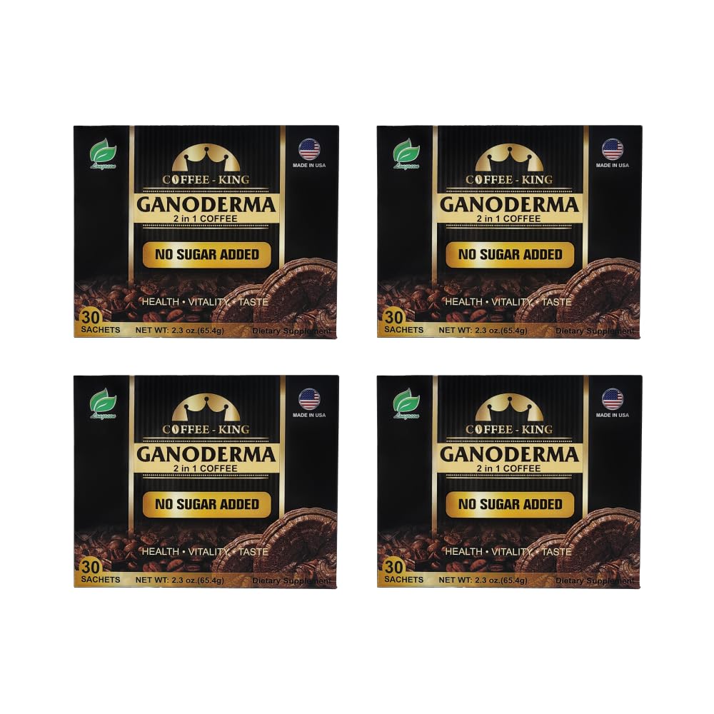 Ganoderma Reishi Coffee Mix – 2-in-1 Instant Mushroom Coffee, No Sugar Added, Pack of 4