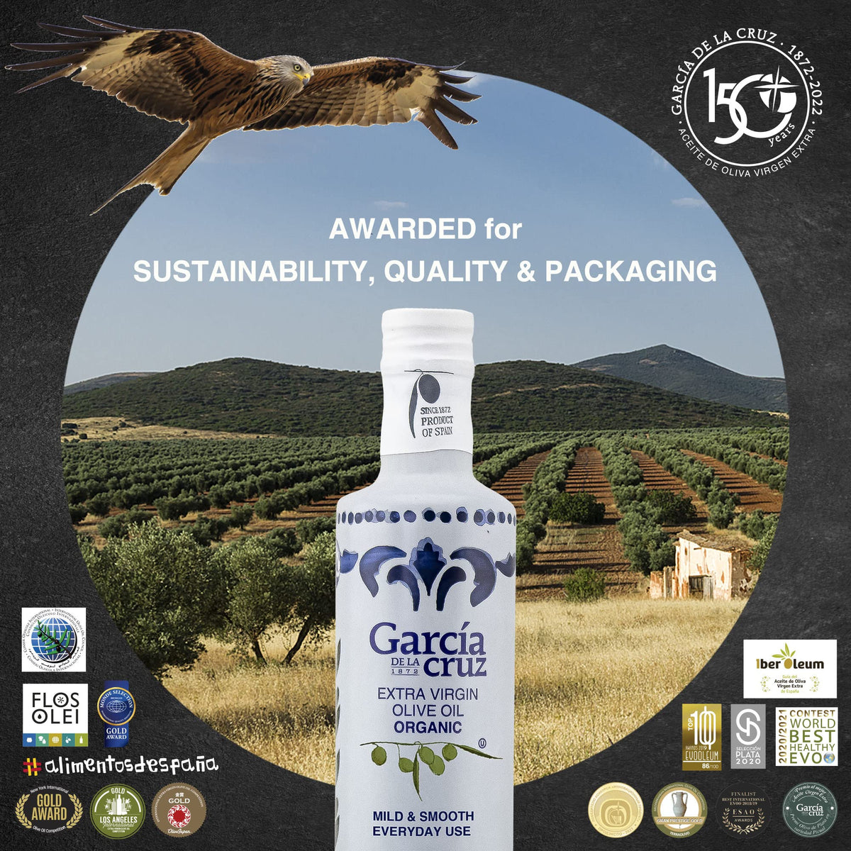 García DE LA cruz 1872 Organic Extra Virgin Olive Oil — Mild, Single-Origin Spanish Olive Oil, Family-Owned