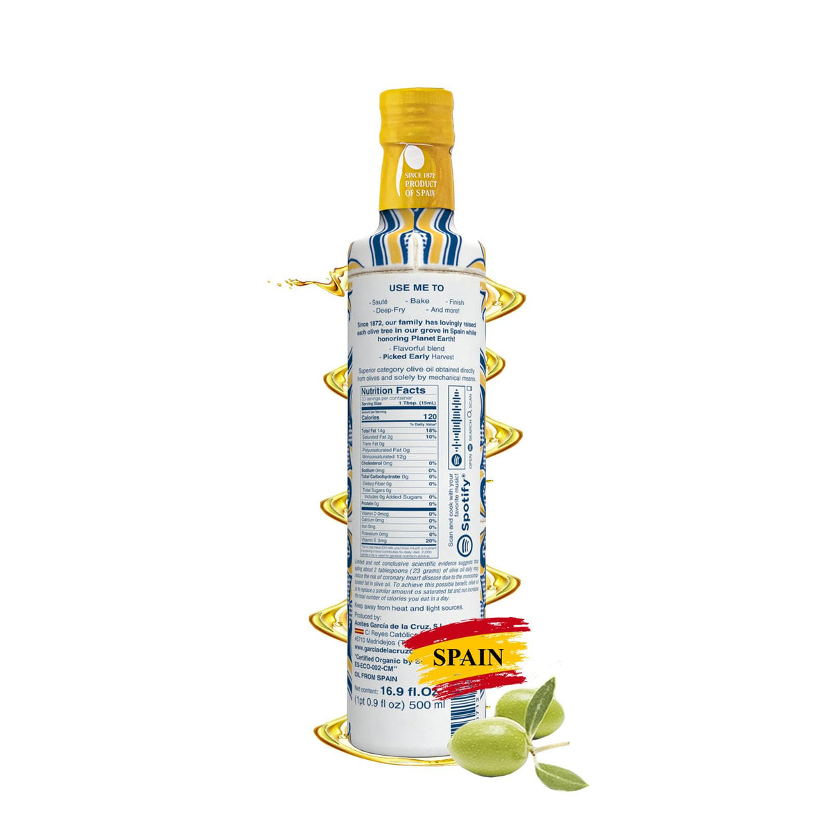 García DE LA Cruz 1872 Organic Extra Virgin Olive Oil – Premium Spanish EVOO from Montes de Toledo