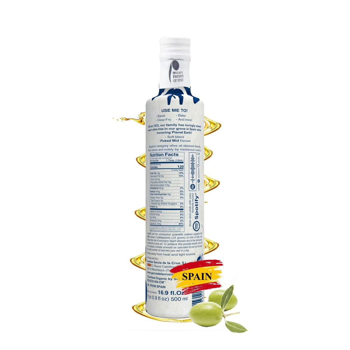 García DE LA cruz 1872 Organic Extra Virgin Olive Oil — Mild, Single-Origin Spanish Olive Oil, Family-Owned