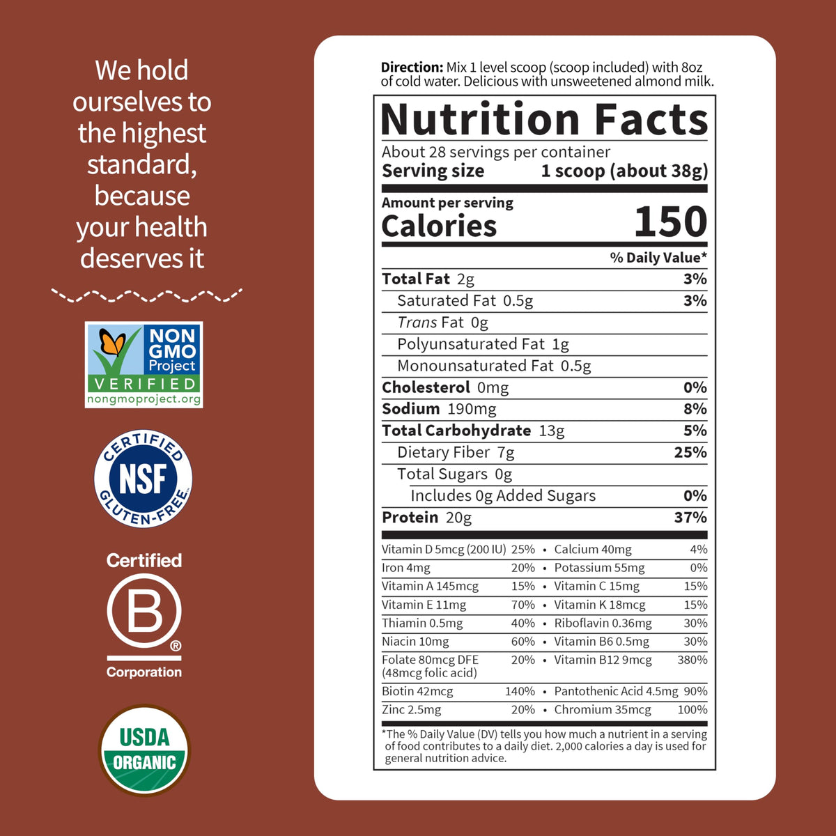 Garden of Life Raw Organic Meal Replacement Shakes – Vanilla Chai, Plant-Based Pea Protein, 28 Servings
