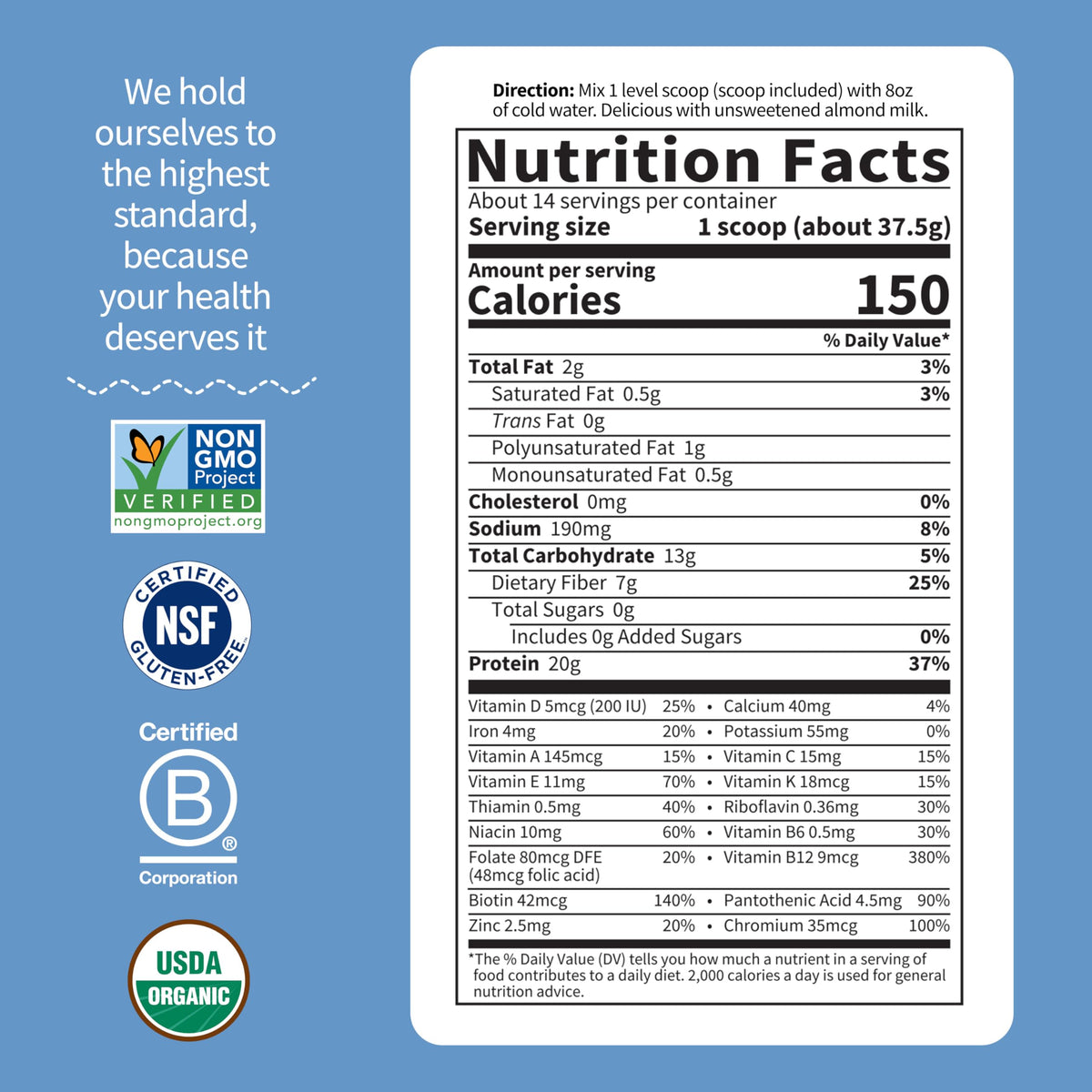 Garden of Life Raw Organic Meal Replacement Shakes – Vanilla Plant-Based Protein, Probiotics, 14 Servings