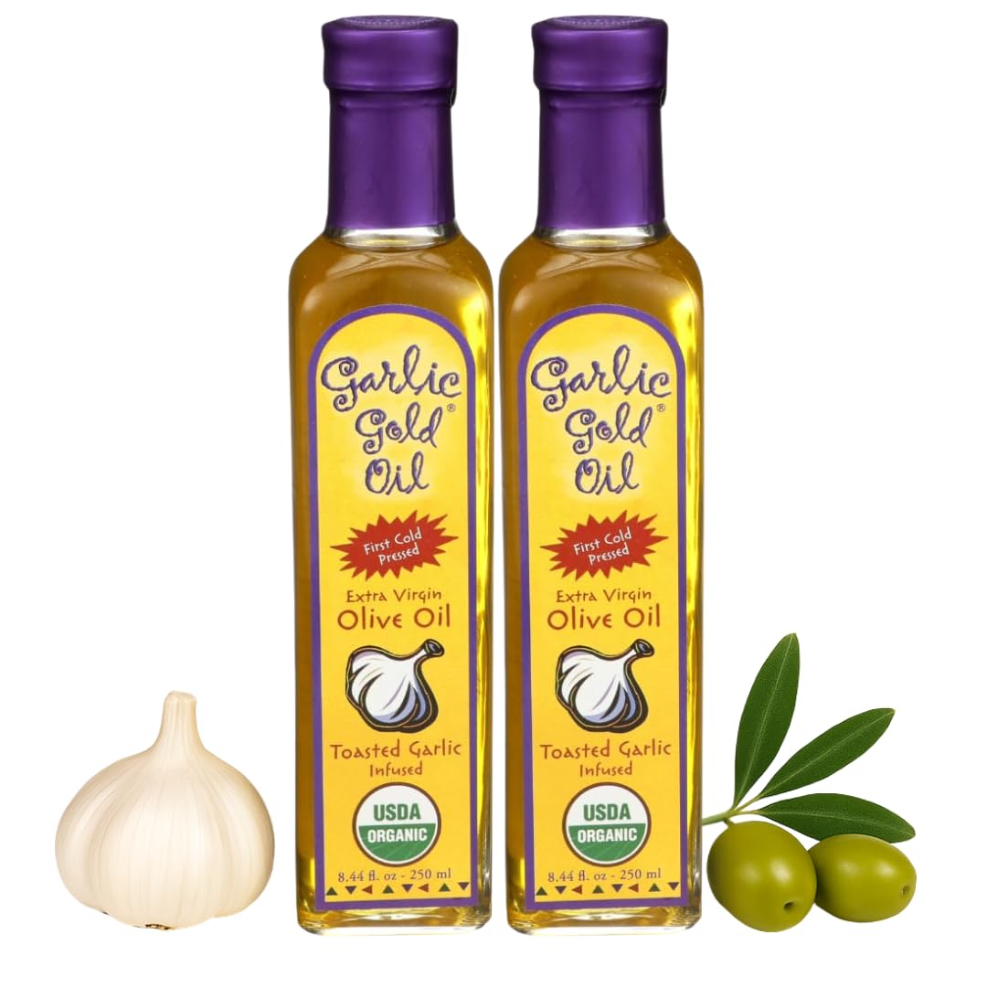 Garlic Gold Organic Garlic-Infused Extra Virgin Olive Oil — 2-Pack (250 mL)