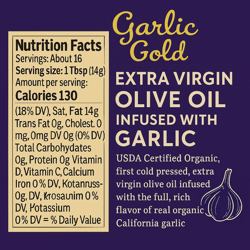 Garlic Gold Organic Garlic-Infused Extra Virgin Olive Oil — 2-Pack (250 mL)