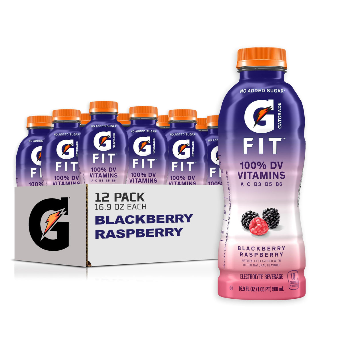 Gatorade Fit Electrolyte Beverage — Blackberry Raspberry, 16.9 oz Bottles (12 Pack) | Real Hydration