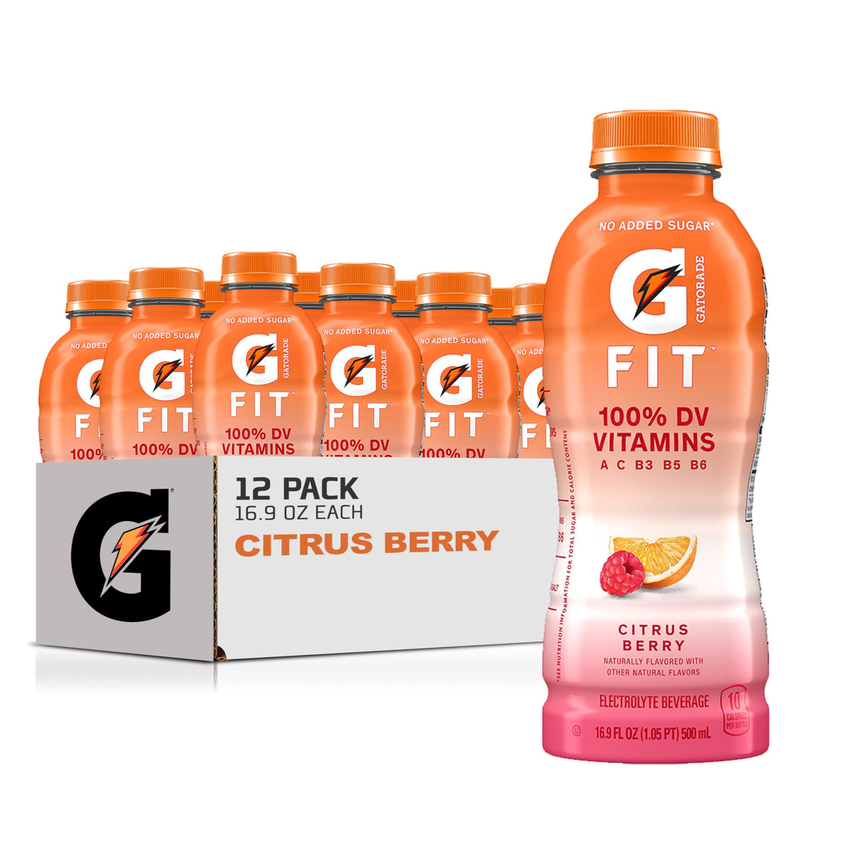 Gatorade Fit Electrolyte Beverage | Real Hydration, Citrus Berry, 16.9oz Bottle, 12-Pack