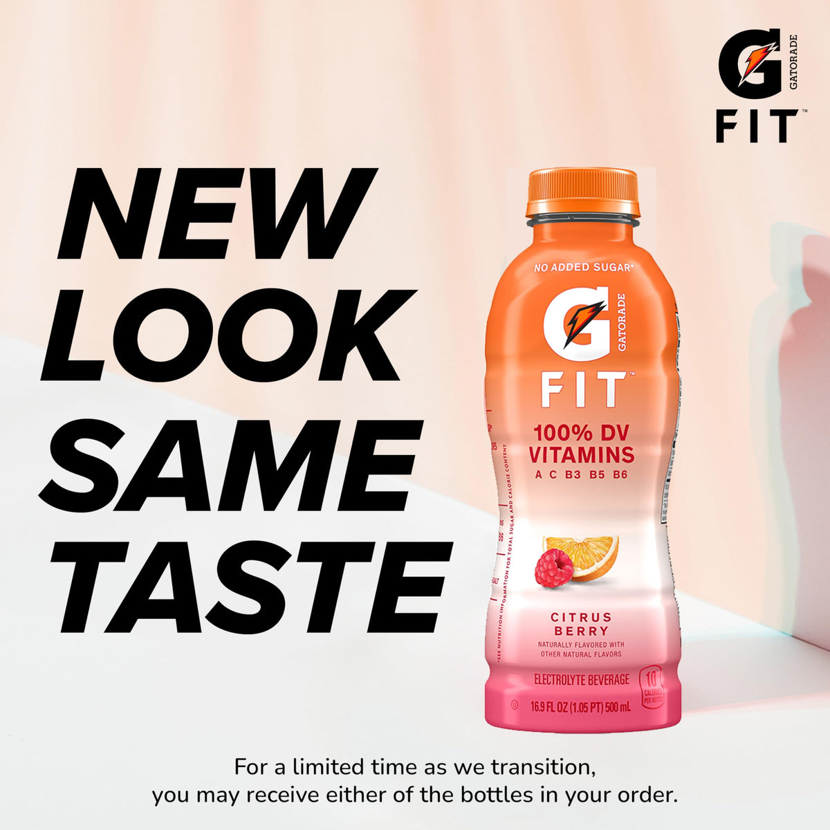 Gatorade Fit Electrolyte Beverage | Real Hydration, Citrus Berry, 16.9oz Bottle, 12-Pack