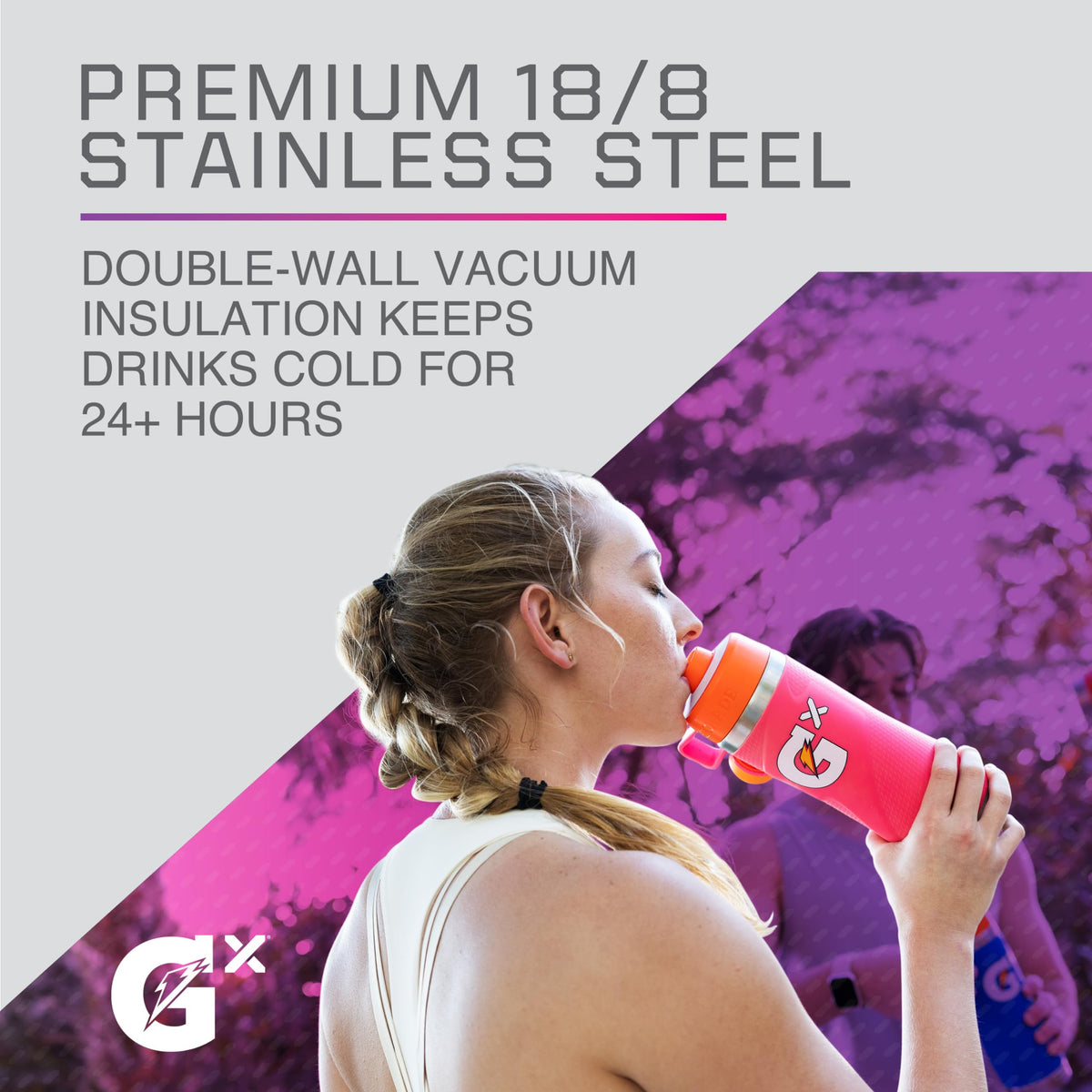 Gatorade Gx Stainless Steel Bottle 32oz – BPA-Free, Double-Wall Vacuum Insulation