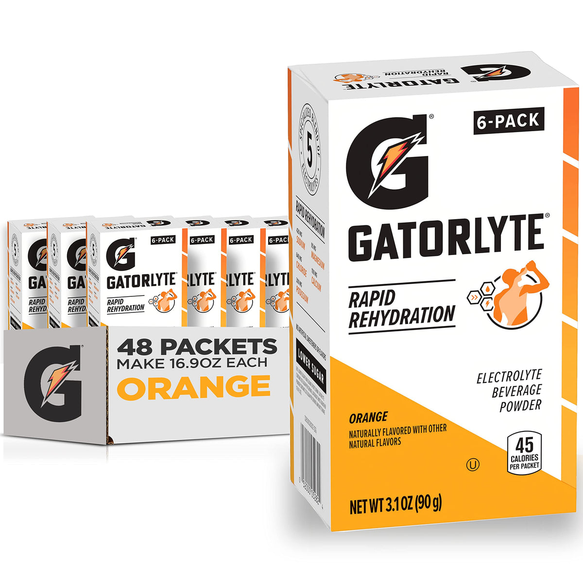 Gatorlyte Orange Powder – 48 Sticks, Makes 20 Fl Oz, Rapid Rehydration