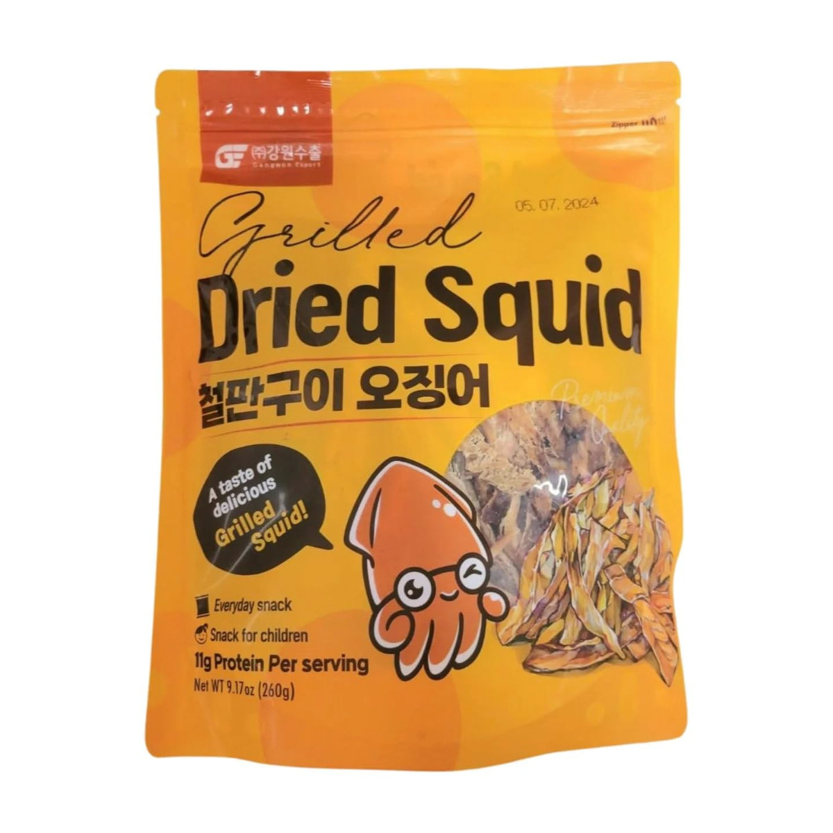 Savory Dried Squid Snack 9.17oz – 11g Protein per Serving | Korean Jerky by GE Gangwon Export