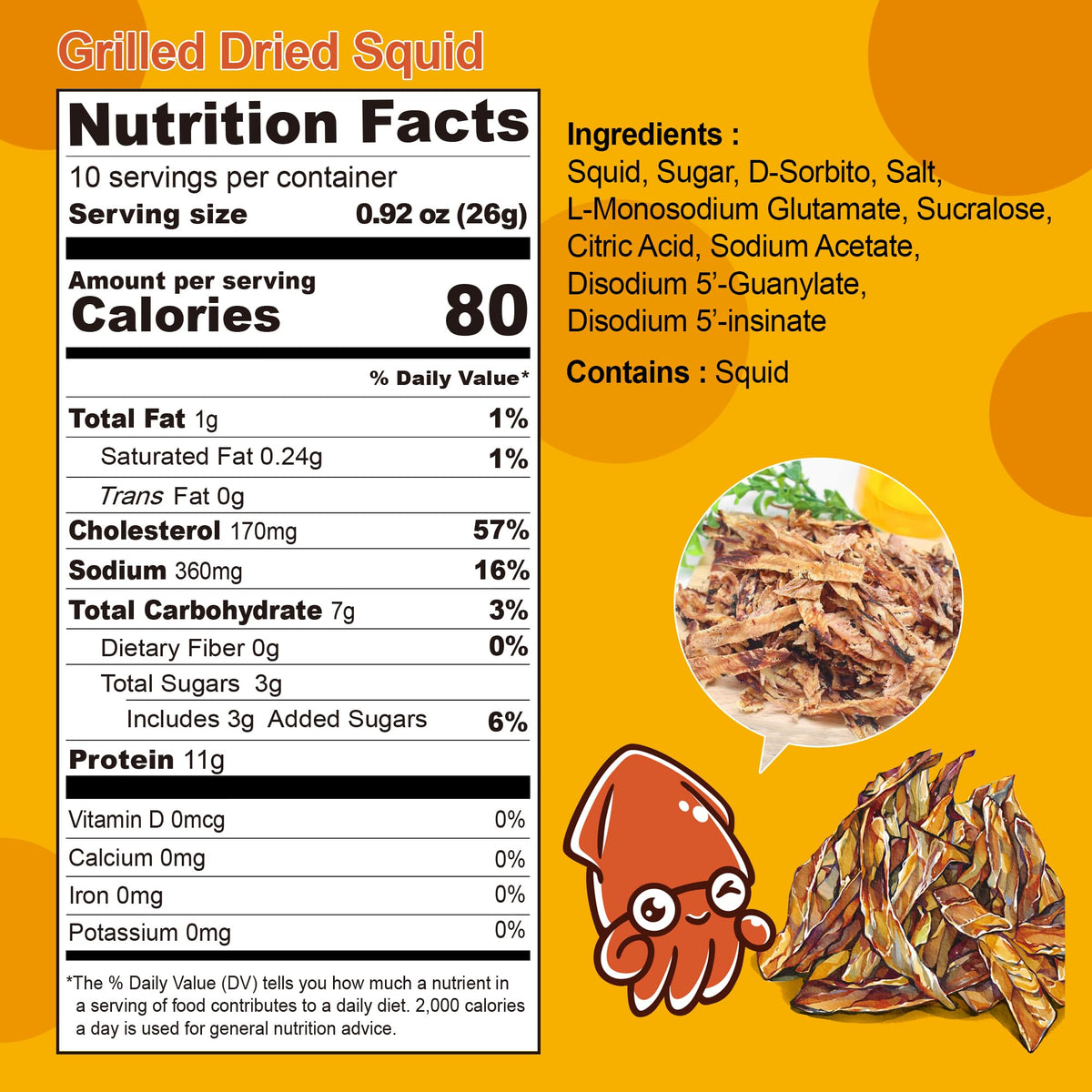 Savory Dried Squid Snack 9.17oz – 11g Protein per Serving | Korean Jerky by GE Gangwon Export
