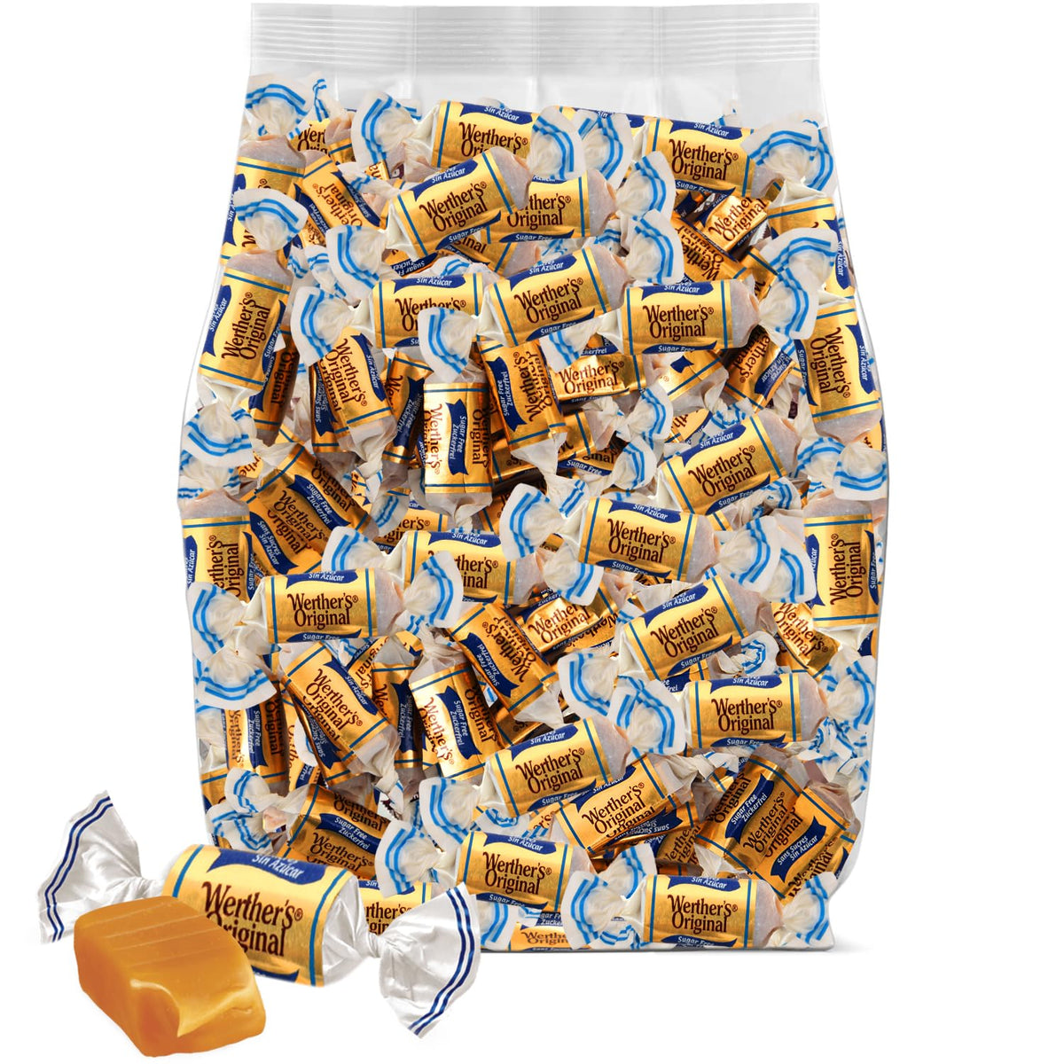 GEEOOLLAH Werther's Original Sugar Free Caramel Candy, 1lb – Creamy Melt, Guilt-Free Treat