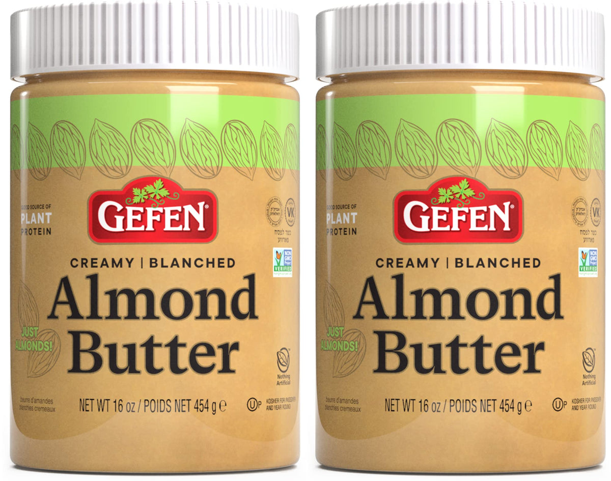 Gefen Pure Blanched Almond Butter, 16oz (2-Pack) – Non-GMO, Kosher, Gluten Free, Vegan, USA Made