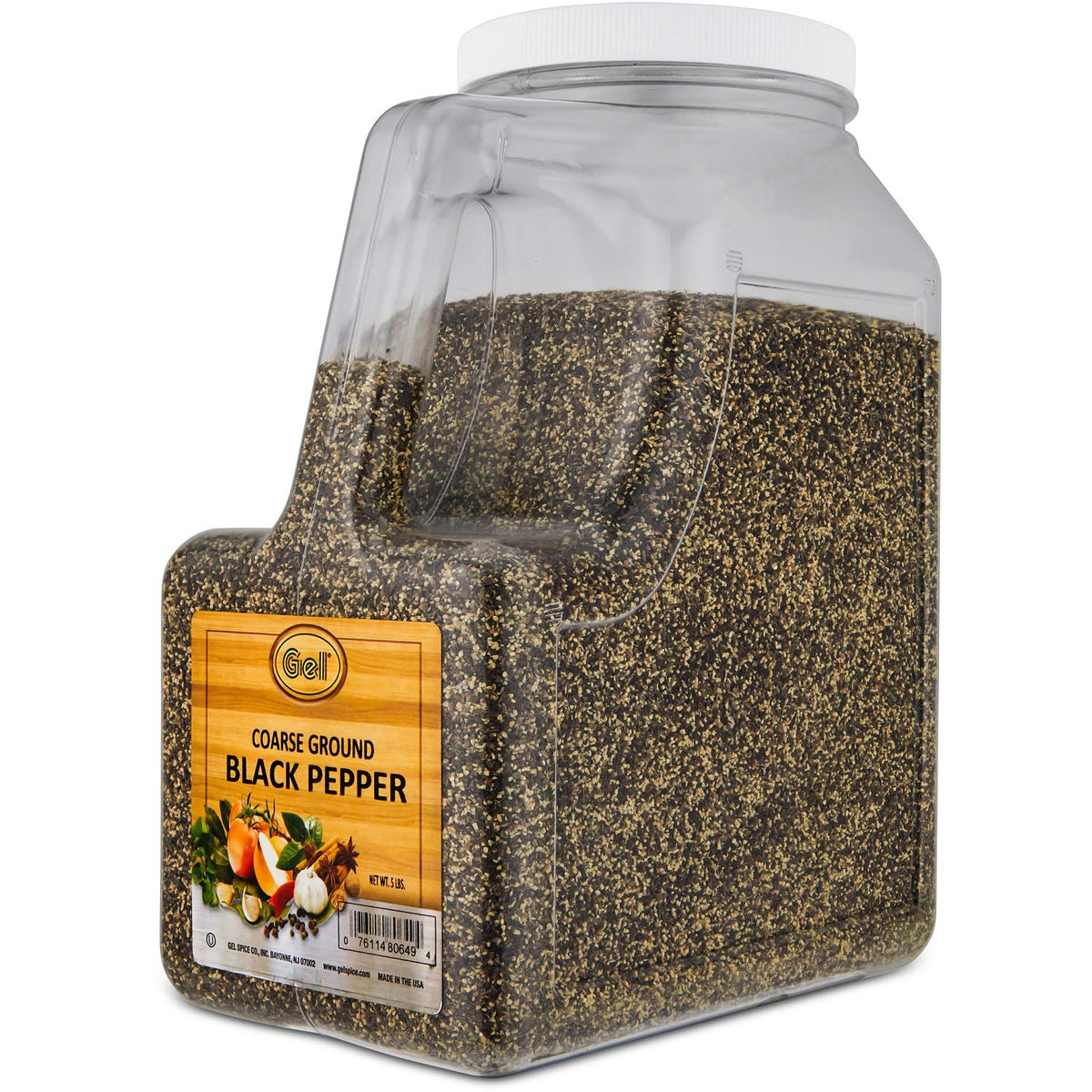 Gel Spice Coarse Ground Black Pepper 18-24 Mesh | 5 Lb Food Service Jar | Kosher