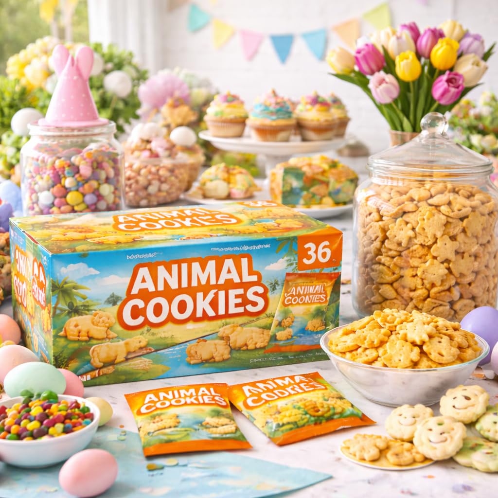 Generic Animal Crackers Cookies – 36-Count Bulk Pack, 2 oz Individual Bags | Grab-and-Go Snack