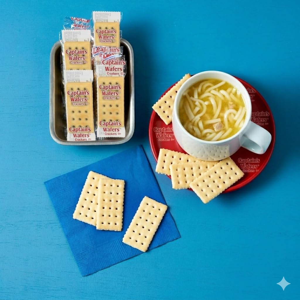 Captain's Wafers Crackers Original Flavor – 75-Pack Bulk, 2 Per Pack, On-the-Go Snack