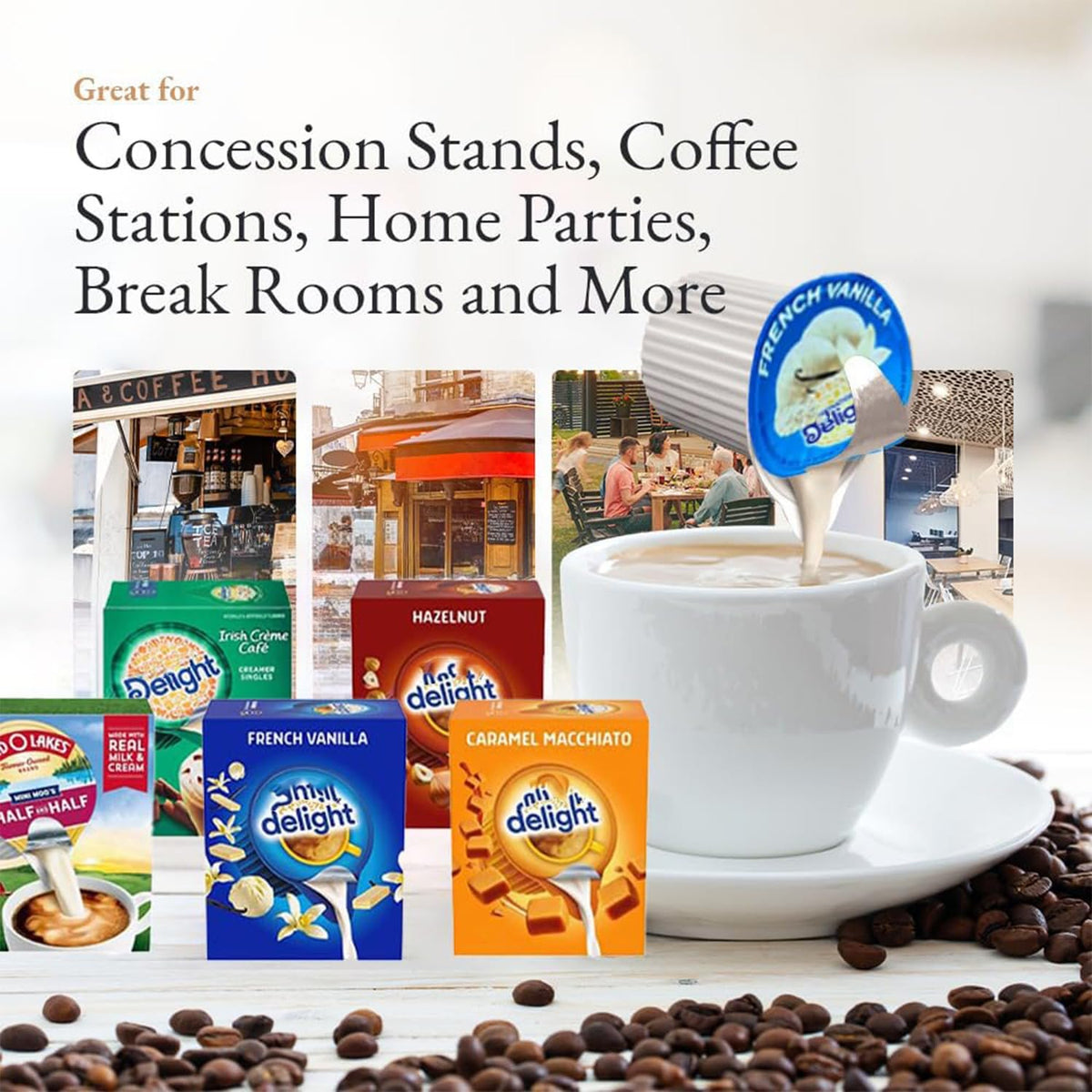 Generic Coffee Creamer Singles Variety Pack – 50-Ct, 5 Flavors, Shelf-Stable