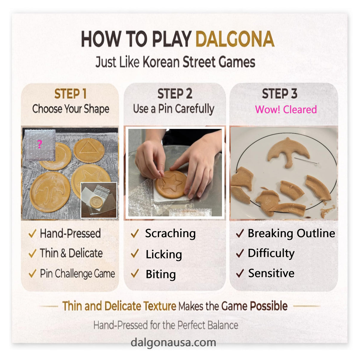 Generic Korean Dalgona Candy Challenge – Premade Sugar Cookies (4 Shapes) | BBOP-GI