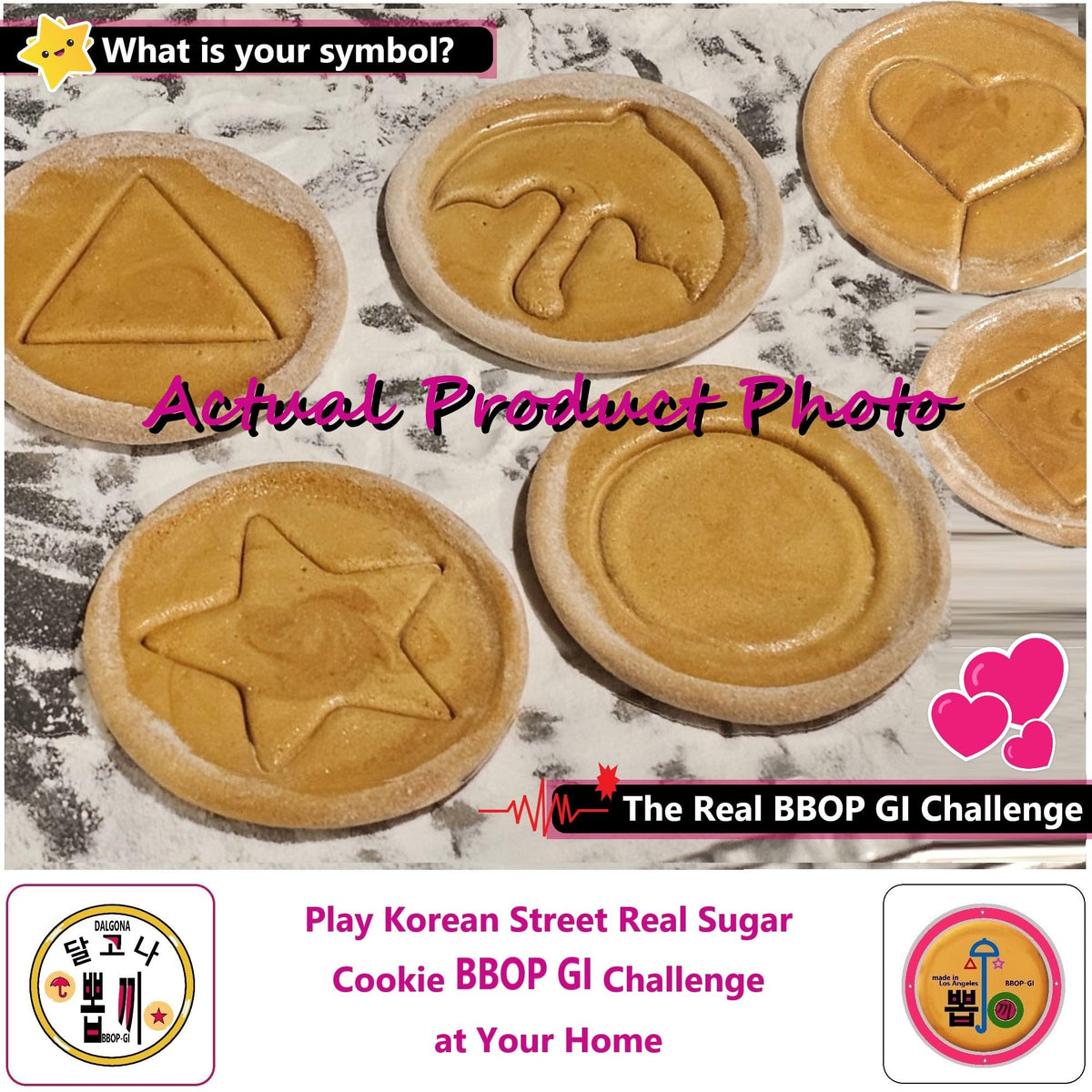 Generic Korean Dalgona Candy Challenge – Premade Sugar Cookies (4 Shapes) | BBOP-GI