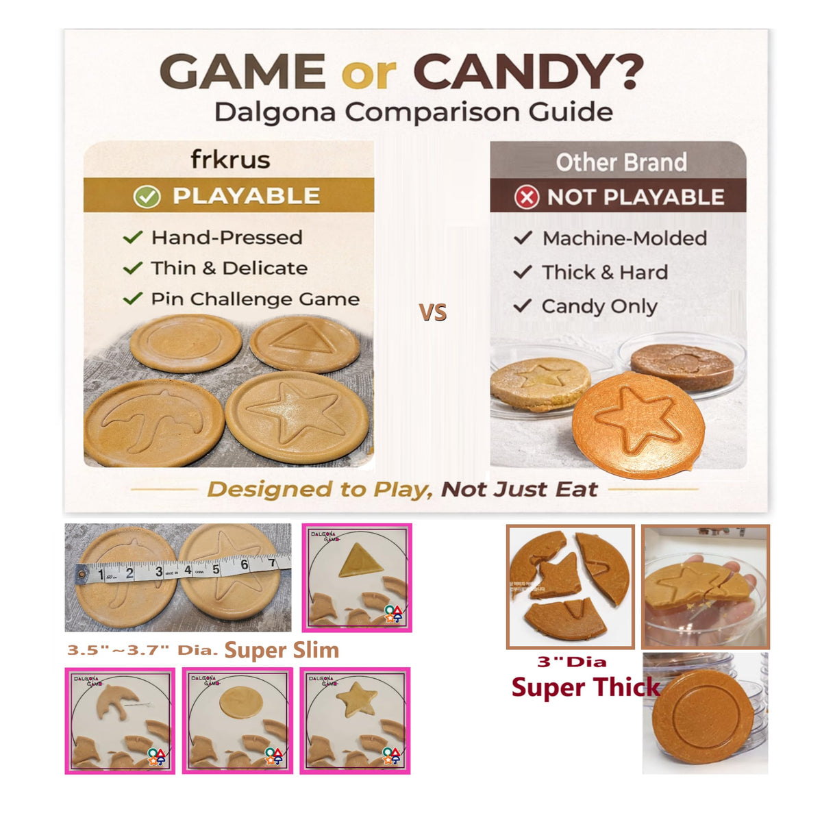 Generic Korean Dalgona Candy Challenge – Premade Sugar Cookies (4 Shapes) | BBOP-GI