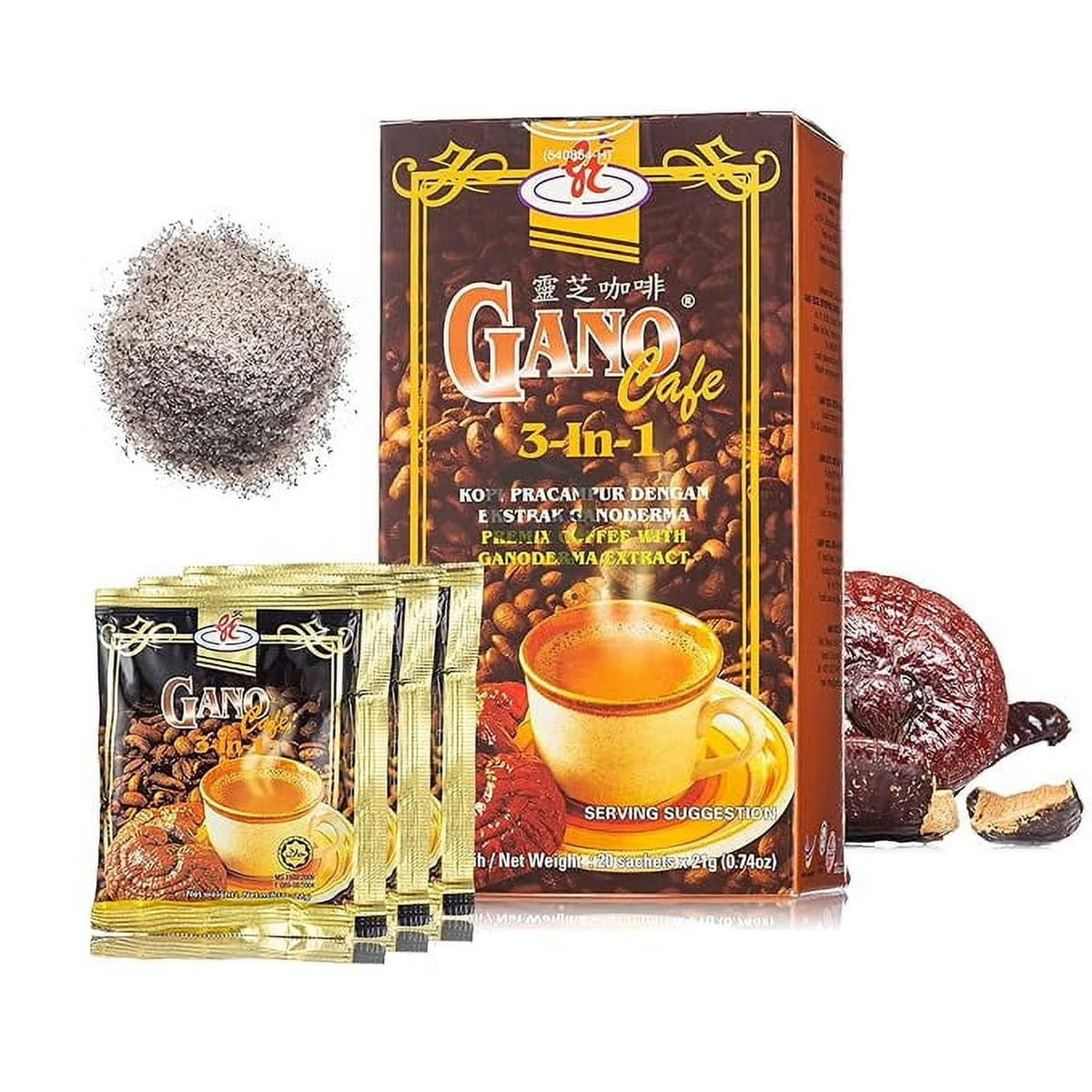 Gano Coffee with Ganoderma Mushroom – Instant 2-Pack, Rich Aroma & Smooth Taste | Generic
