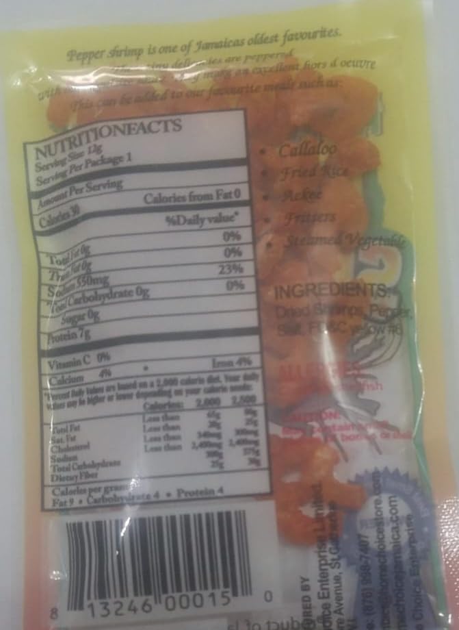 Generic Jamaican Peppered Shimps – Dried Shrimp Snack, 12g x 5 Packs