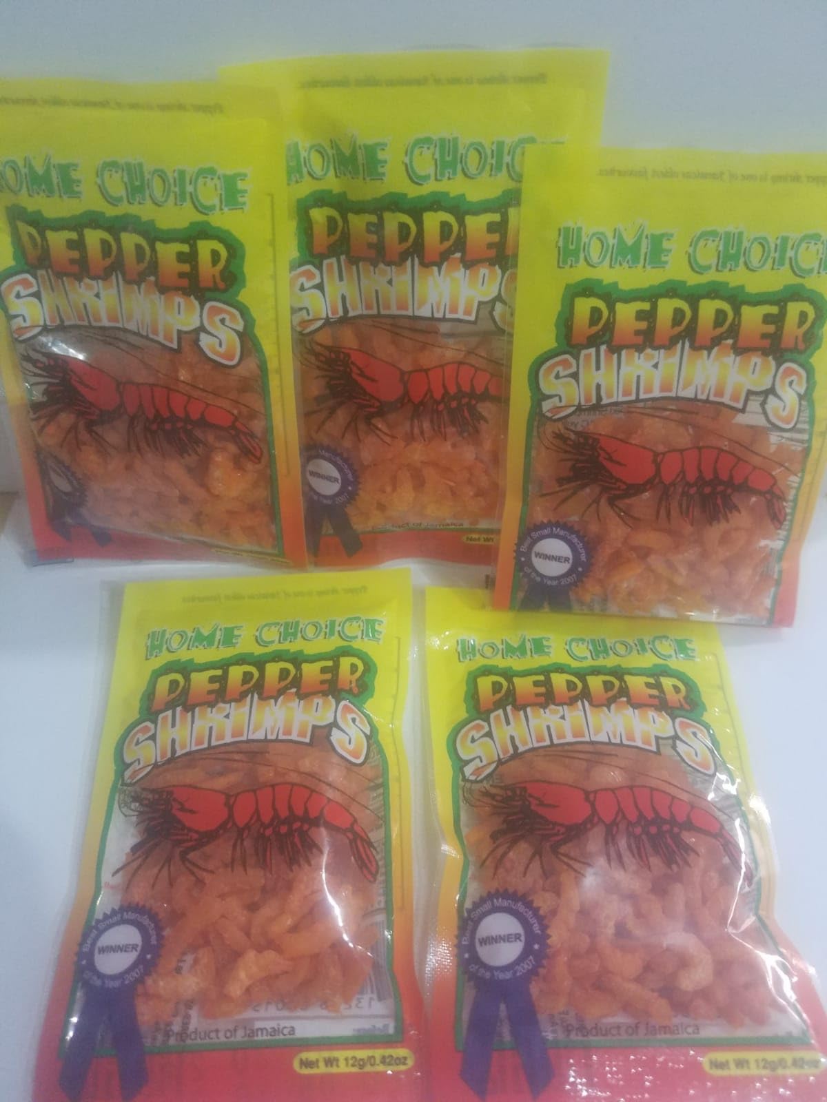 Generic Jamaican Peppered Shimps – Dried Shrimp Snack, 12g x 5 Packs