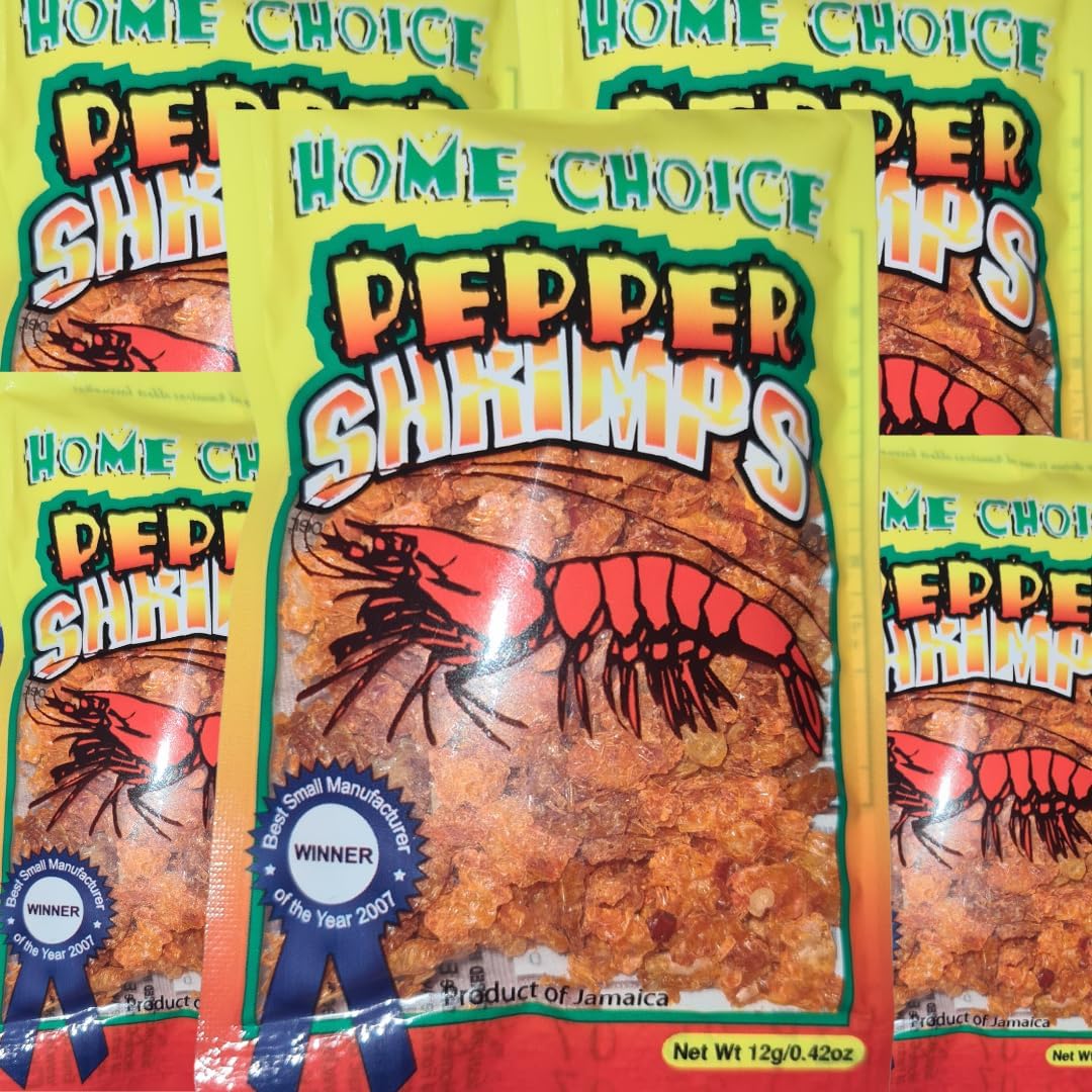 Generic Jamaican Peppered Shimps – Dried Shrimp Snack, 12g x 5 Packs