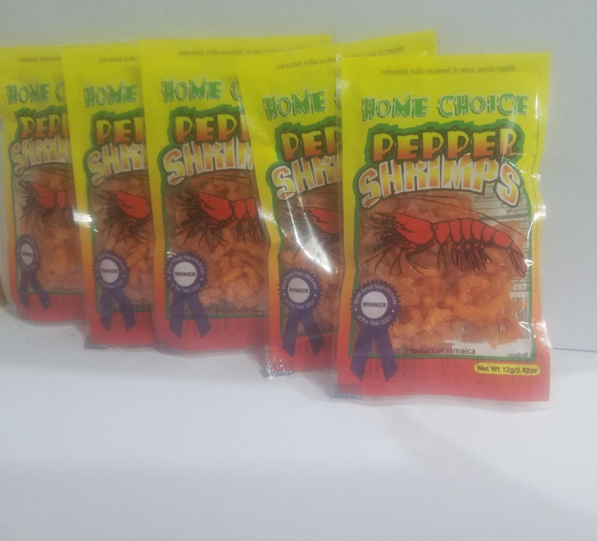 Generic Jamaican Peppered Shimps – Dried Shrimp Snack, 12g x 5 Packs