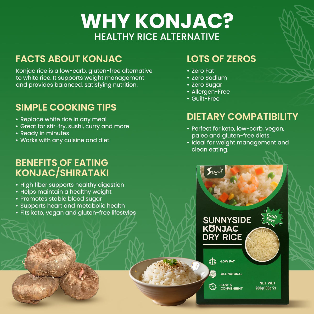 Generic Ketoslim Mo High-Fiber Konnyaku Rice 4 Pack | Low-Calorie, Vegan Shirataki Rice with Glucomannan