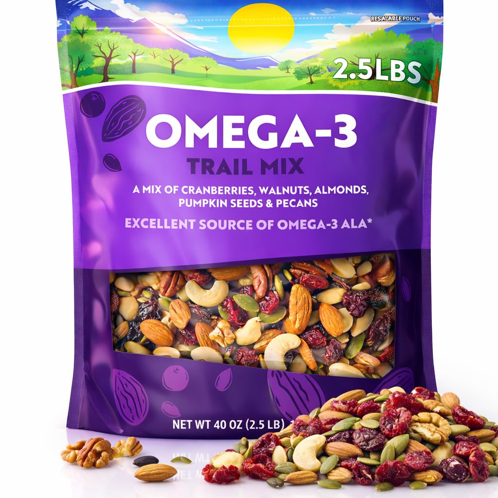 Omega-3 Trail Mix Snack Blend – Cranberries, Nuts & Seeds, 40 oz Kosher Non-GMO