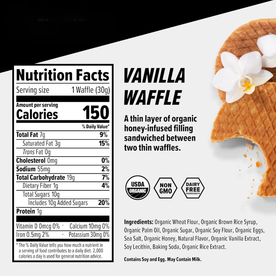 Generic Organic Honey Waffle Stroopwafels – 10 Pack, 5 Flavors for Pre & During Workout