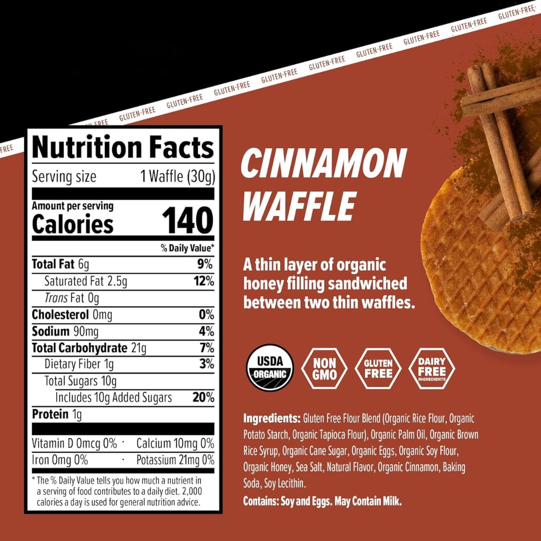 Generic Organic Honey Waffle Stroopwafels – 10 Pack, 5 Flavors for Pre & During Workout