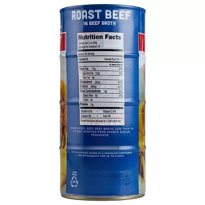 Generic Roast Beef in Beef Broth Can – 12 oz, 4 Pack, 3 lbs Total, 97% Fat Free