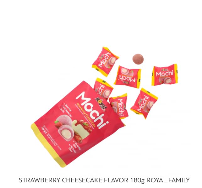 Generic Royal Family Mochi Strawberry Cheesecake – Two Bags Total 8.4 oz – Gluten-Free, Low-Fat, Lacto-Vegetarian