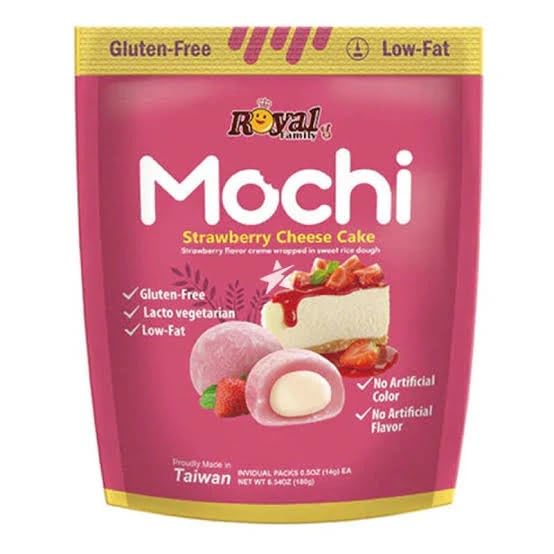 Generic Royal Family Mochi Strawberry Cheesecake – Two Bags Total 8.4 oz – Gluten-Free, Low-Fat, Lacto-Vegetarian