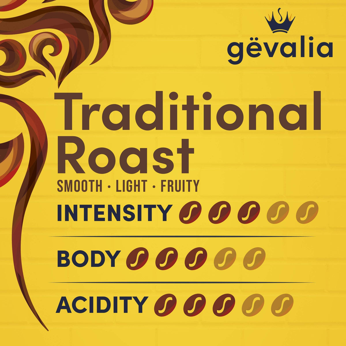 Gevalia Traditional Mild Roast Whole Bean Coffee – 6 Pack (12 oz Bags)