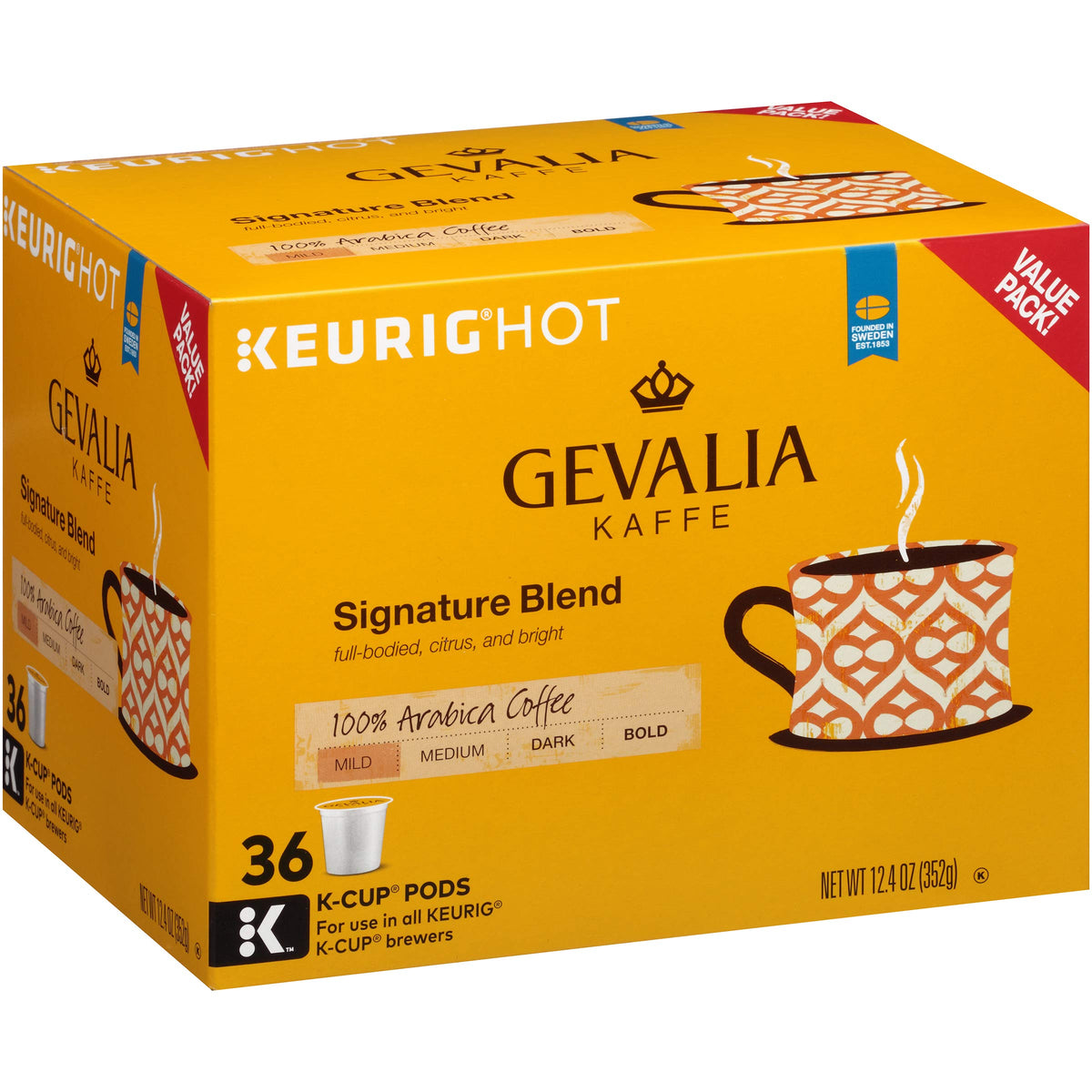 Gevalia Signature Blend Mild Roast K-Cup Coffee Pods – 36 Count | Premium Arabica