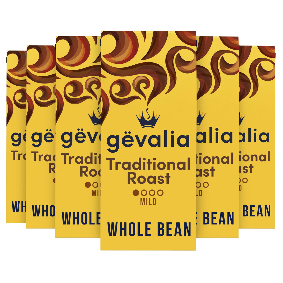 Gevalia Traditional Mild Roast Whole Bean Coffee – 6 Pack (12 oz Bags)