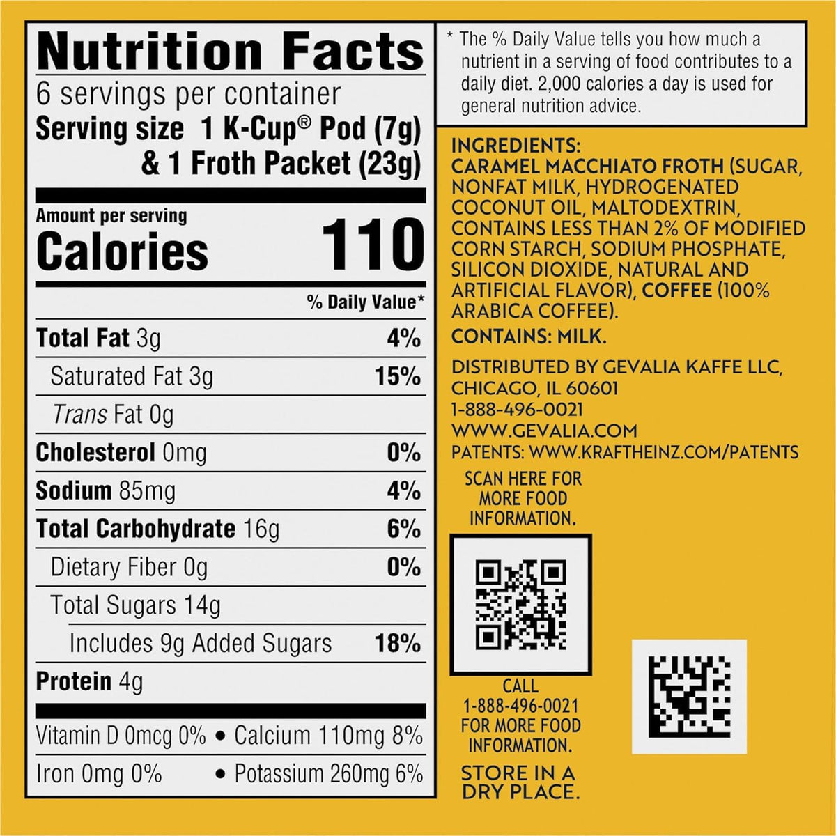 Gevalia Frothy 2-Step Caramel Macchiato K-Cup Pods & Froth Packets Kit, 6-Count, Pack of 4