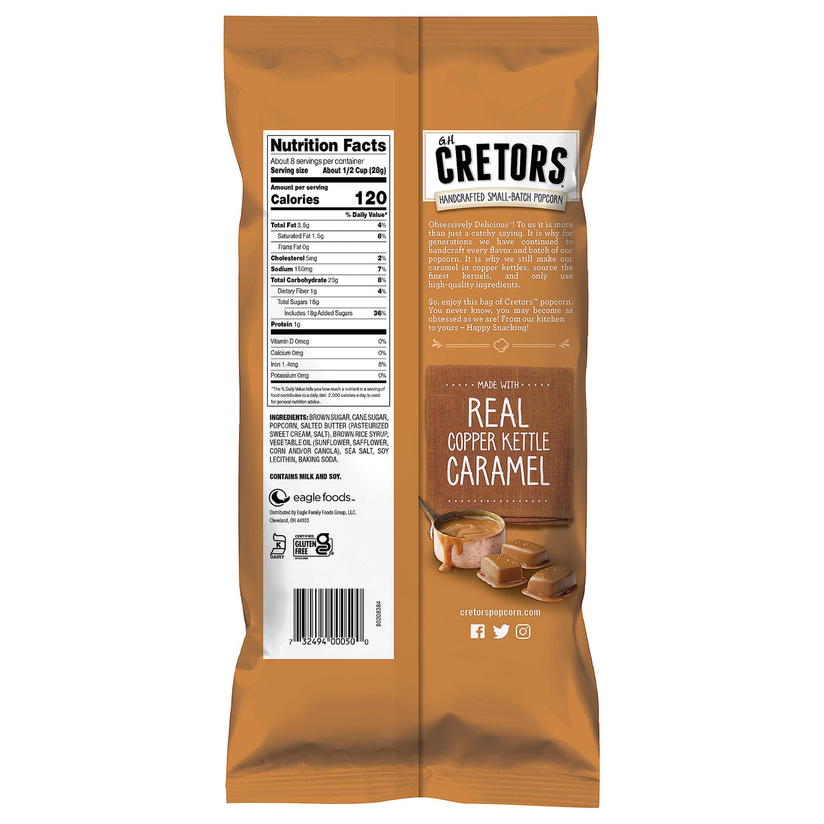 G.H. Cretors Caramel Corn – Gourmet Caramel Popcorn 6-Pack, 8 oz Bags