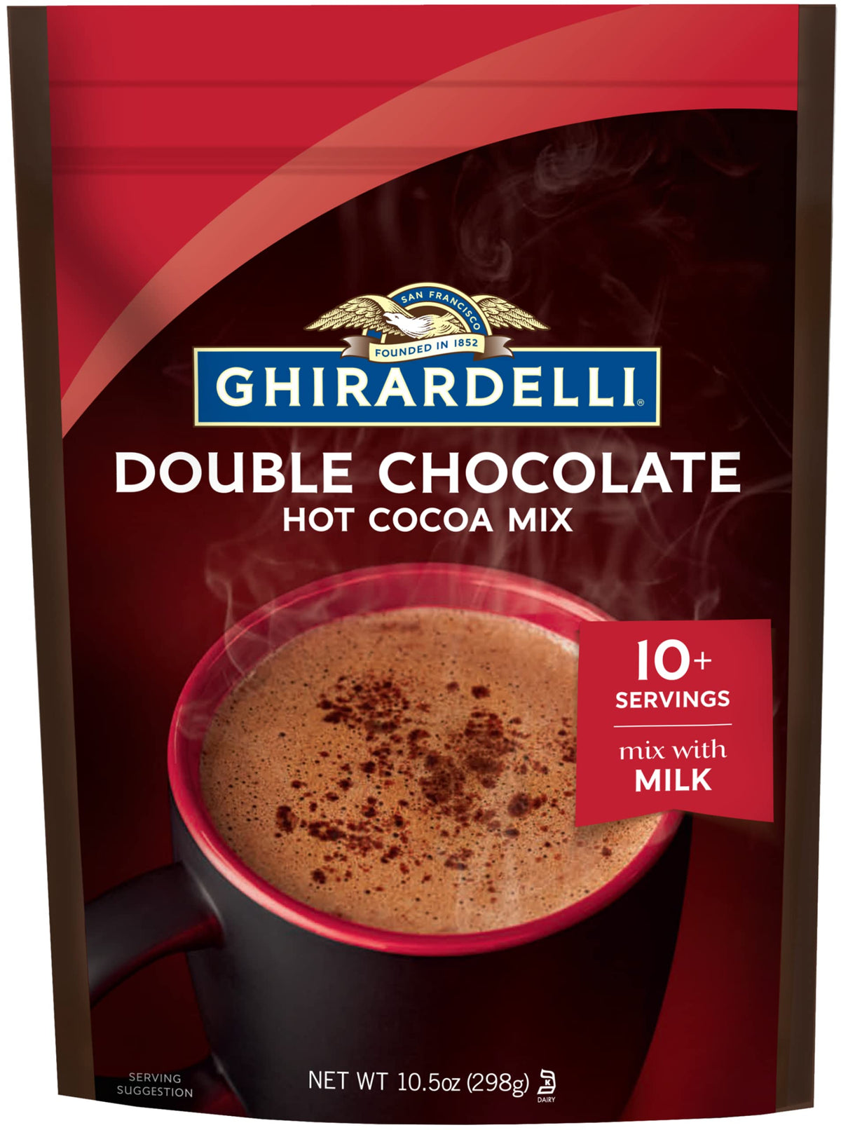Ghirardelli Double Chocolate Premium Hot Cocoa Mix – 10.5 oz Bags (6-Pack Case)
