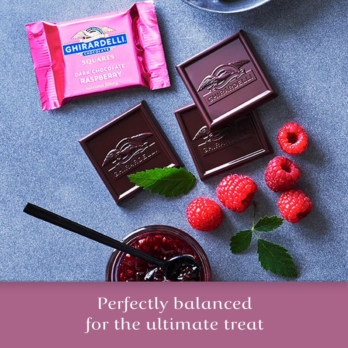 GHIRARDELLI Dark Chocolate Raspberry Squares – 5.32 oz Bag (Pack of 6) | Rich Raspberry Filling in Dark Chocolate