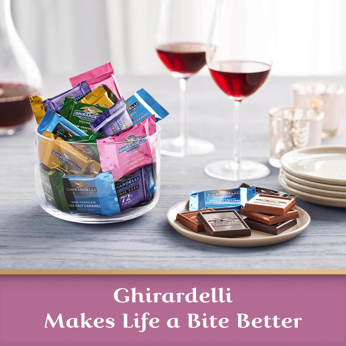 GHIRARDELLI Dark Chocolate Raspberry Squares – 5.32 oz Bag (Pack of 6) | Rich Raspberry Filling in Dark Chocolate