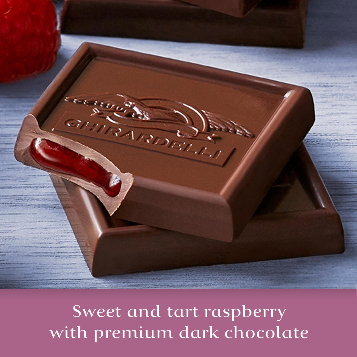 GHIRARDELLI Dark Chocolate Raspberry Squares – 5.32 oz Bag (Pack of 6) | Rich Raspberry Filling in Dark Chocolate