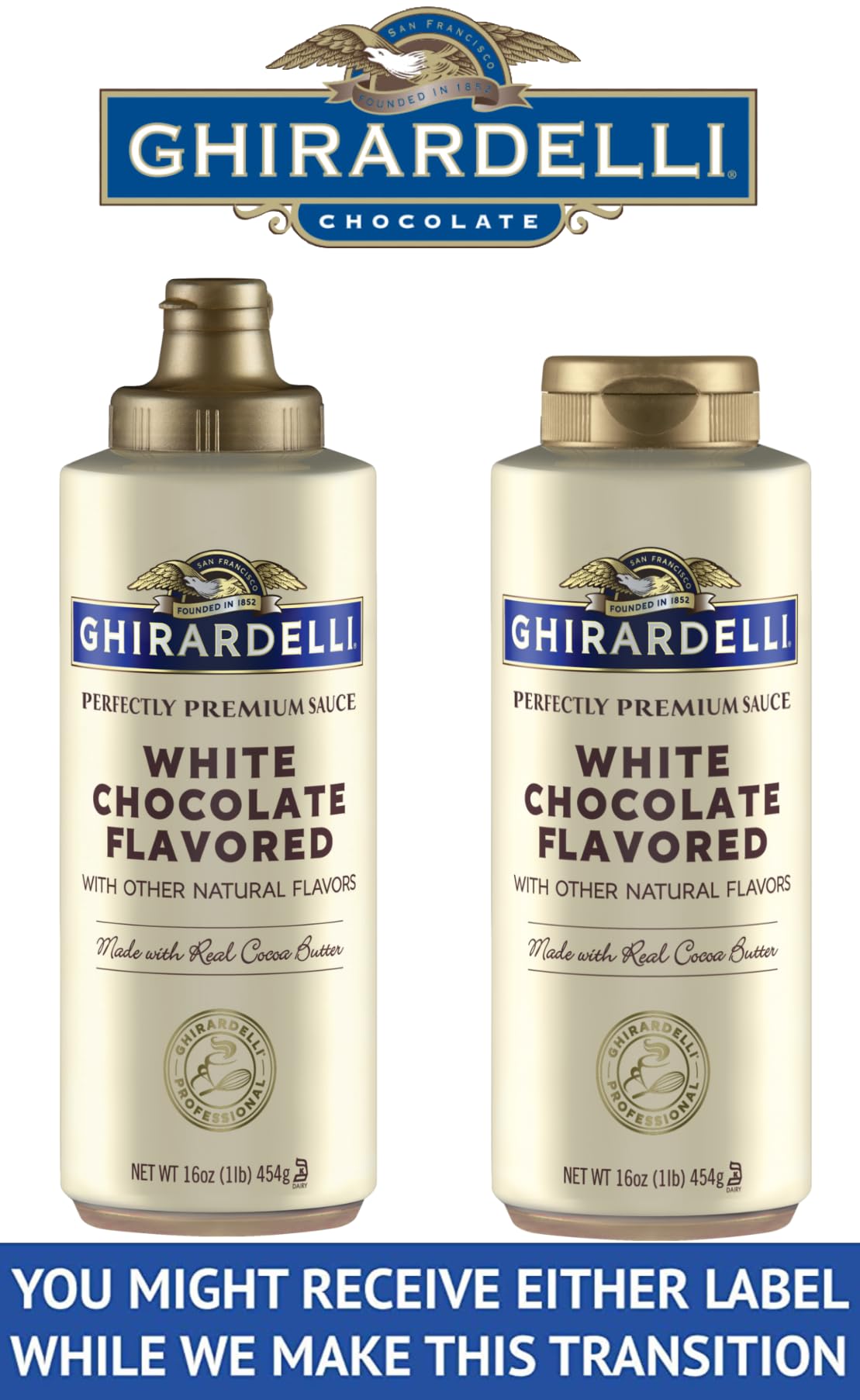 Ghirardelli Squeeze Bottles Set — Chocolate, Caramel & White Chocolate Sauces (3-Pack)