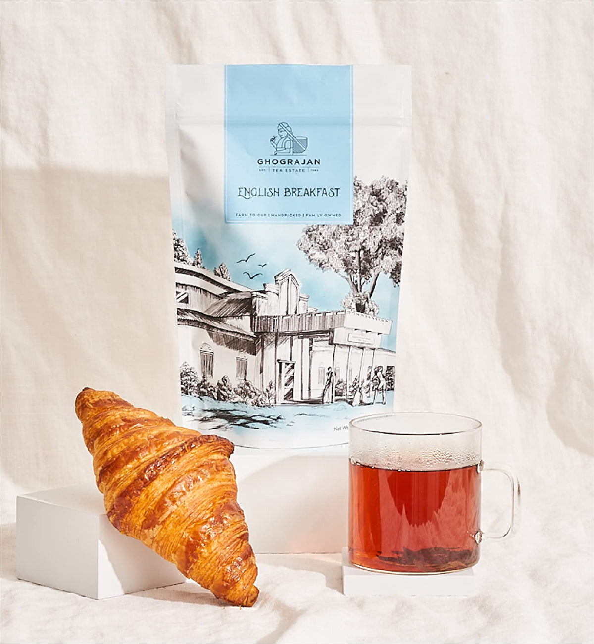 Ghograjan Tea Estate English Breakfast Loose Leaf Tea – Strong Full-Bodied Assam, 1 lb Pouch, Farm2Cup from 5th-Generation Tea Farm