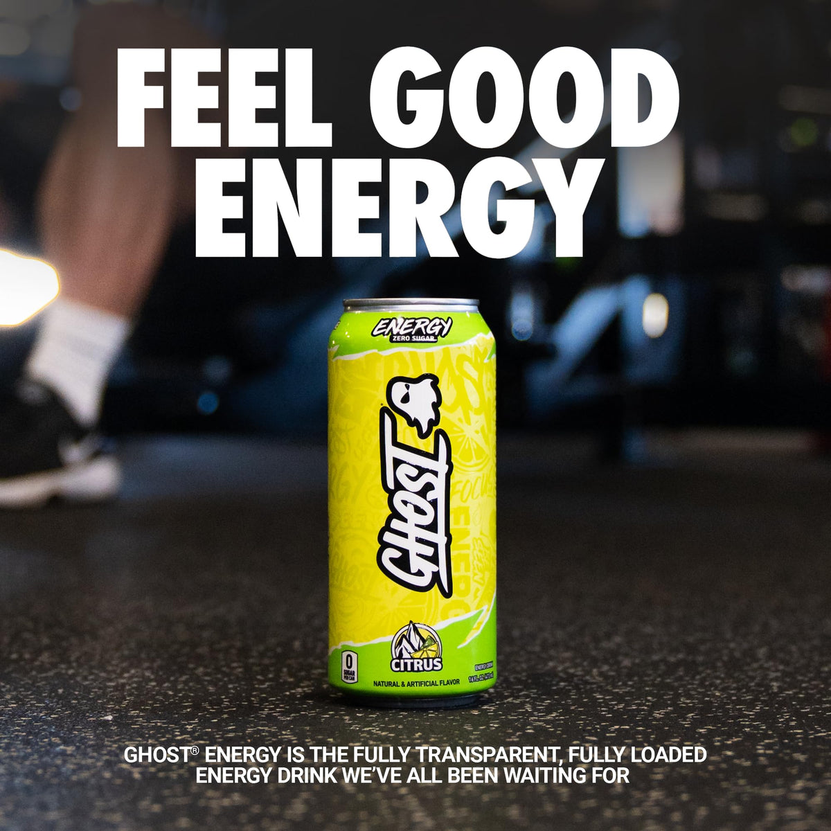 GHOST Energy Drink 12-Pack Citrus | 200mg Natural Caffeine, Focus, No Artificial Colors, Gluten-Free & Vegan