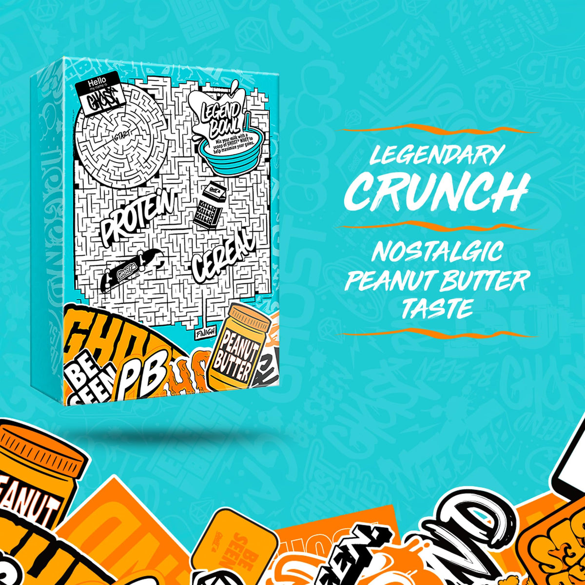 GHOST Protein Cereal Peanut Butter Flavor (3-Pack) – 18g Protein, Calcium, 10.8oz Boxes