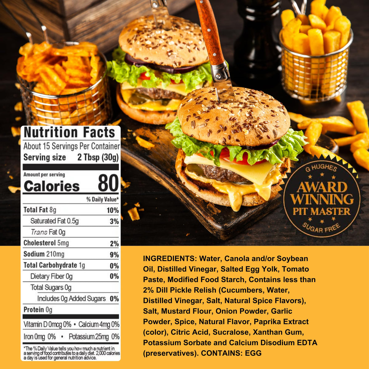 G Hughes Sugar Free Burger Sauces Variety Pack – Gluten Free, No Sugar, 3 Pack
